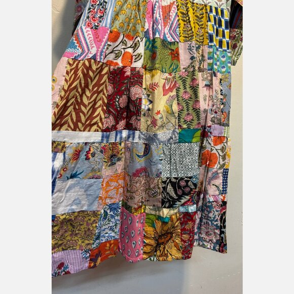 Nwt FUNKY STUFF nothing matches patch cotton maxi hippy boho DRESS XL - Picture 2 of 4